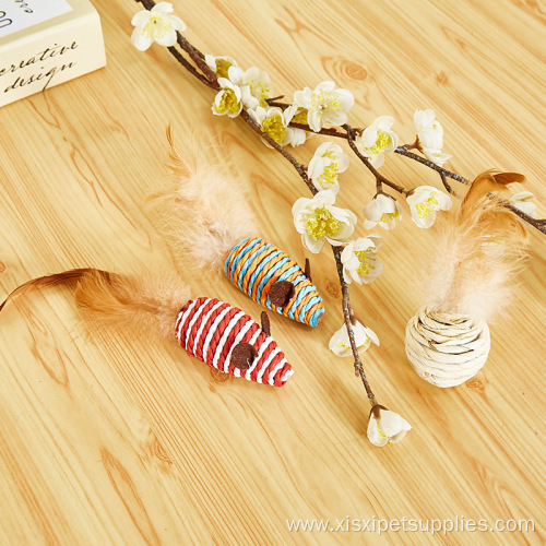 Pet feather bell toy set cat scratching toy